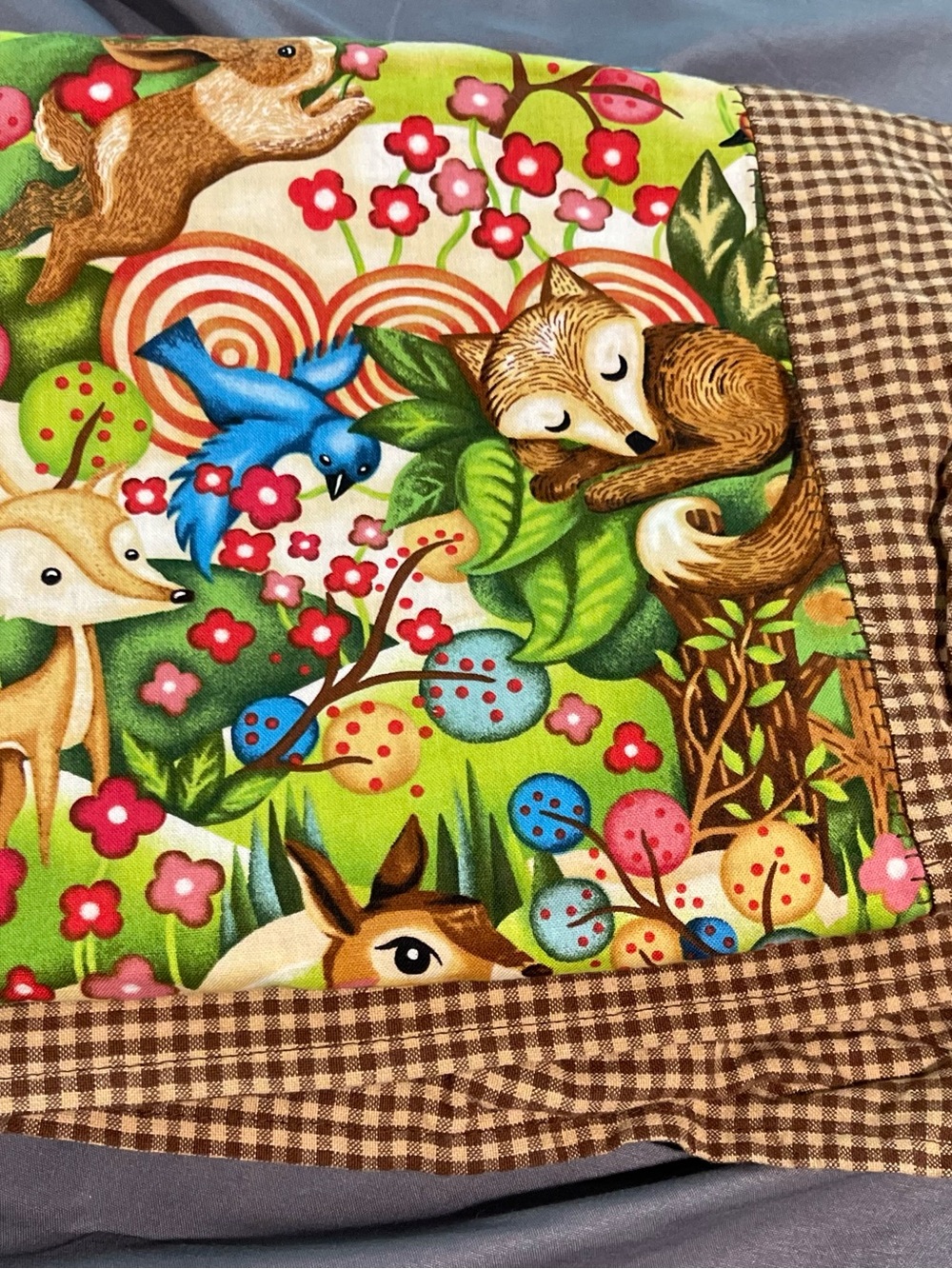 Green Woodland Animals Kids Quilt - Forest Friends Cozy Quilt